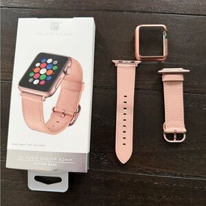 Leather Apple Watch Band and Case - Rose Gold/Pink - 42mm